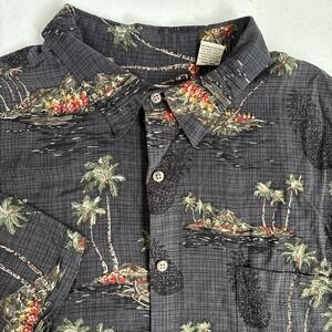 Batik Bay Men's XXL Gray Hawaiian Beach Pineapple Rayon‎ Short Sleeve Button Up